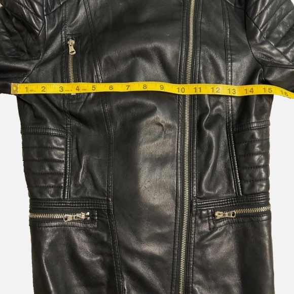H&M Faux Leather Jacket Women’s Moto 6 Quilted Black Zipper Biker Vegan - Picture 11 of 12